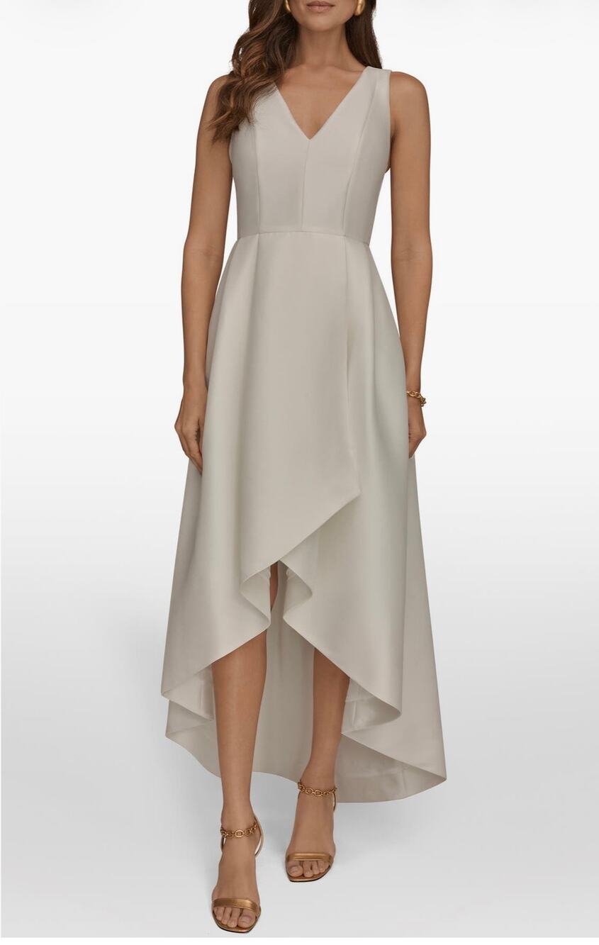 Elegant Donna Karan Cream Asymmetrical Ball Gown Size 16 (New with tags)
